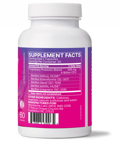 Microbiome Labs MegaSporeBiotic Probiotics for Women & Men - Spore-Based Probiotic for Gut Health & Digestive Support - Shelf-Stable, Travel-Friendly, Mens & Womens Probiotics (60 Capsules)